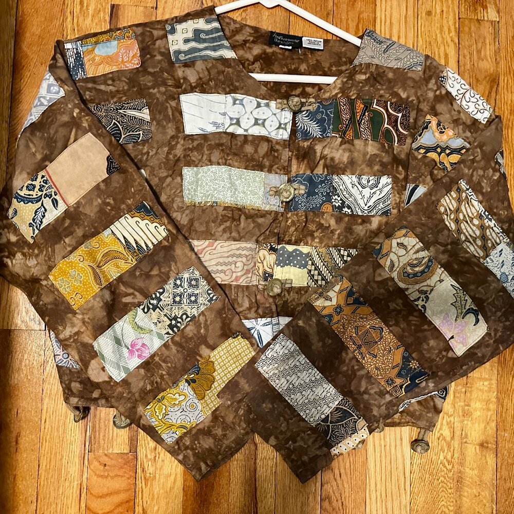 Nativewear Designs Patchwork Boho Cropped Jacket … - image 1